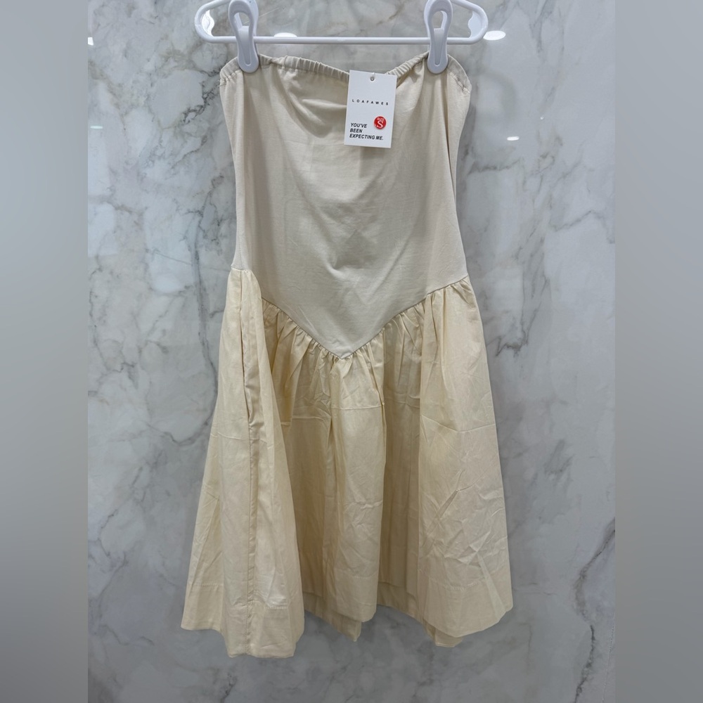 Elegant Cream Drop Waist Mini Dress